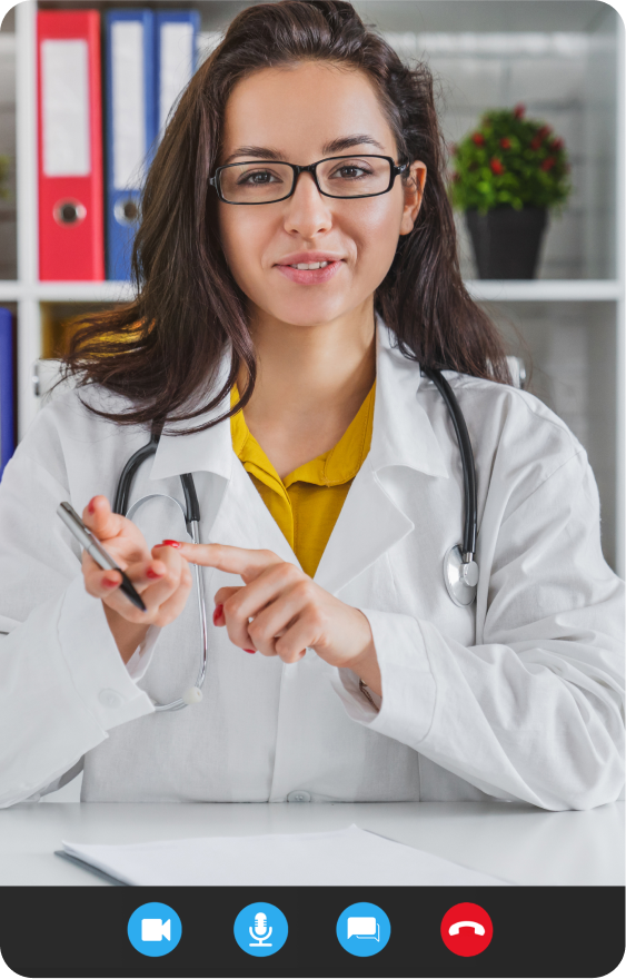 Provider leading a telehealth visit on a tablet screen.