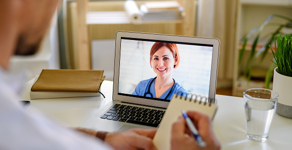 Member completing the LifeRxMD health quiz on a tablet